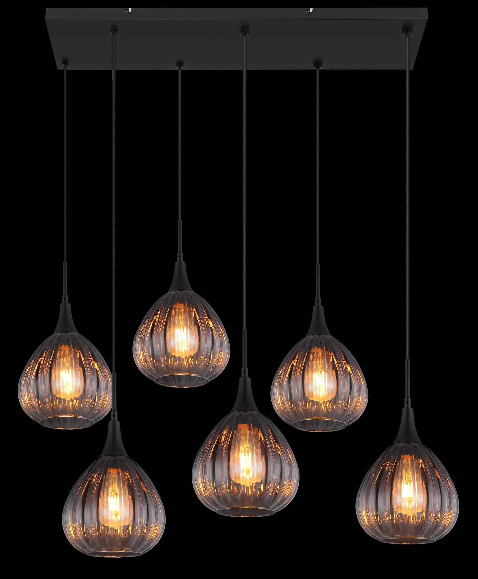GLOBO Pendant Light Black Smoked Glass 6xE27 15887-6H | Buy in Kenya | Red Rhino