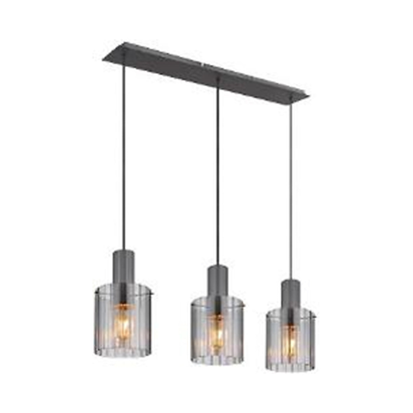 GLOBO Pendant Light Dark Grey Smoked Glass 3xE27 15904-3H - square hero product image