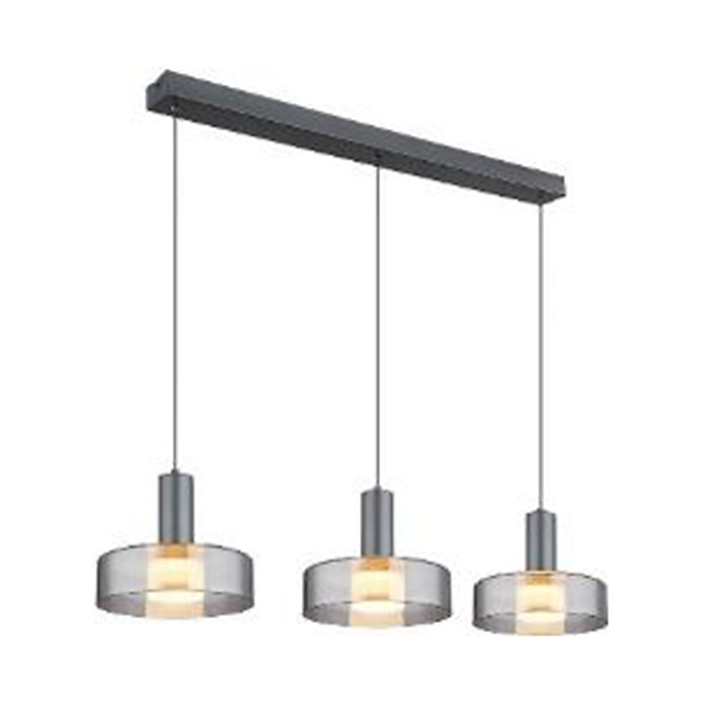 GLOBO Pendant Light Brushed Grey Smoked Glass LED 24W 16019-3H - square hero product image