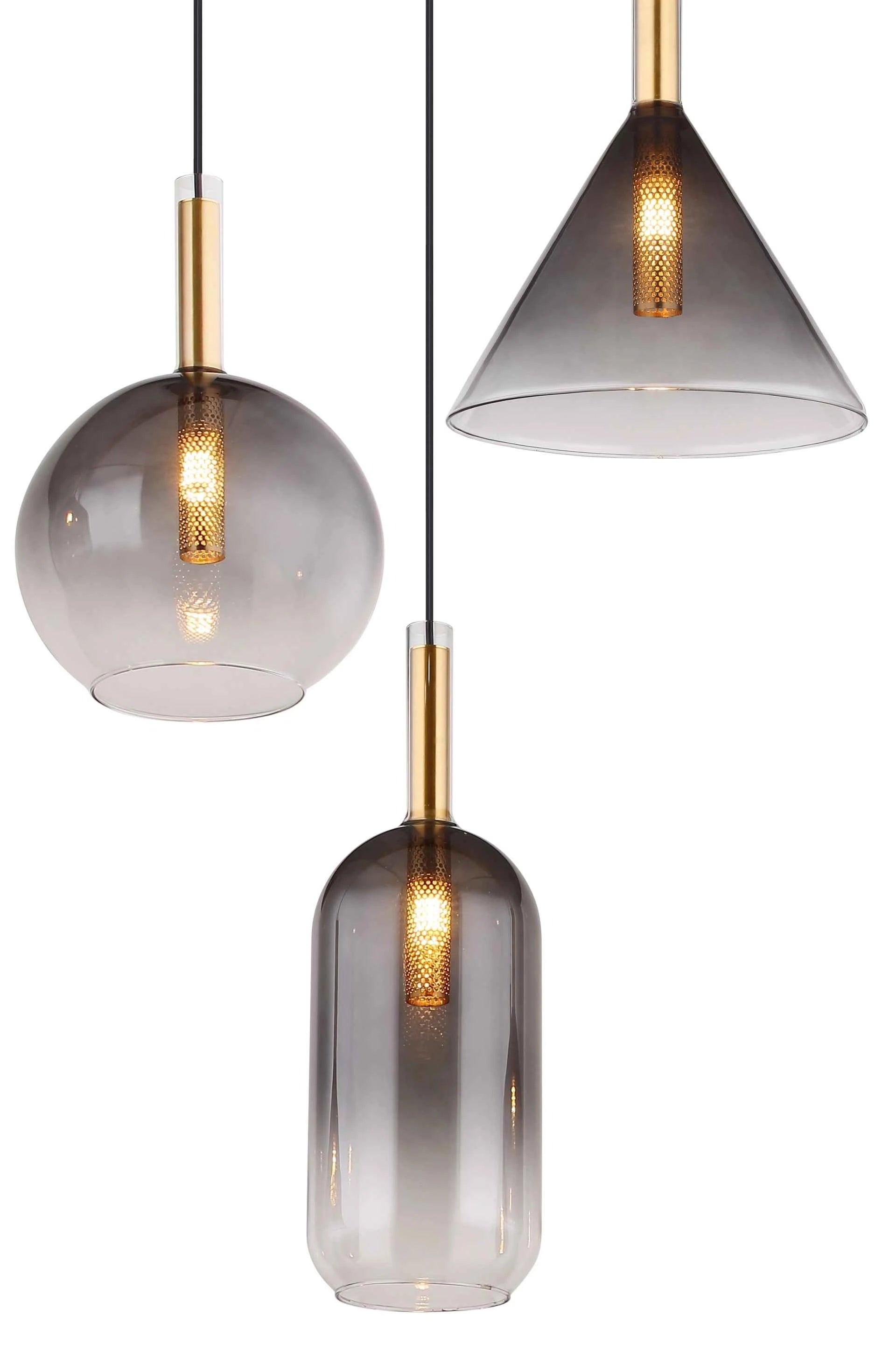 GLOBO Pendant Light Brass Black Smoked Glass 3xG9 16045-3H | Buy in Kenya | Red Rhino