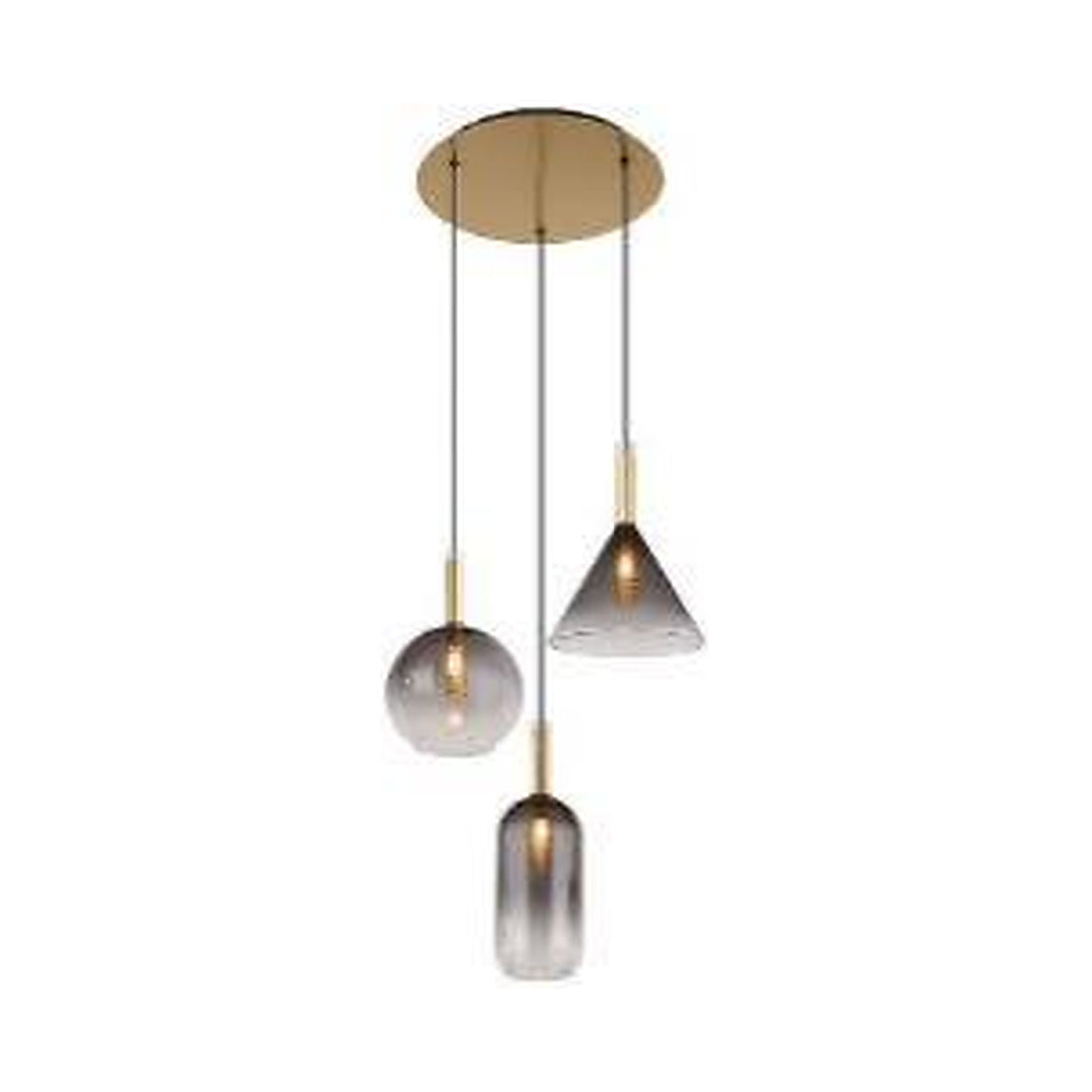 GLOBO Pendant Light Brass Black Smoked Glass 3xG9 16045-3H - square hero product image