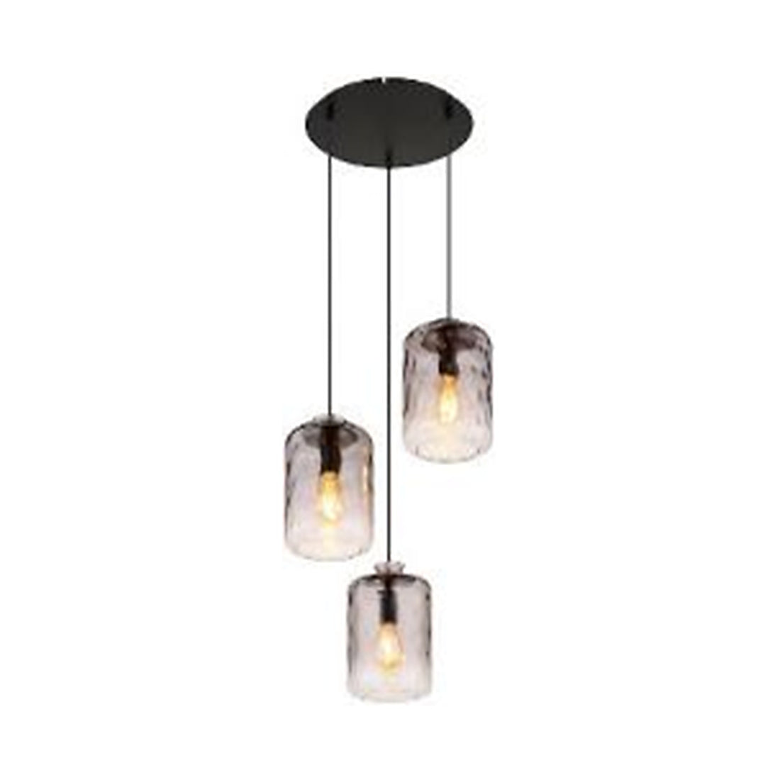 GLOBO DARINA Pendant Light Black Smoked Glass 3xE27 16046-3H - square hero product image