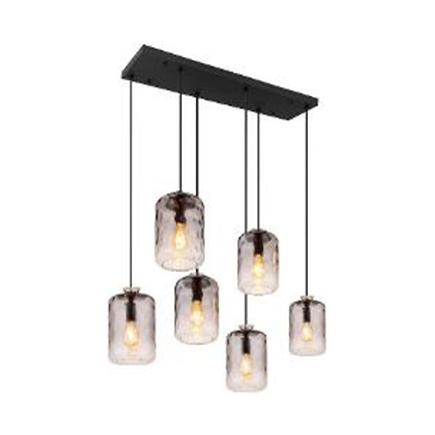 GLOBO Pendant Light Black Smoked Glass 6xE27 16046-6H - square hero product image