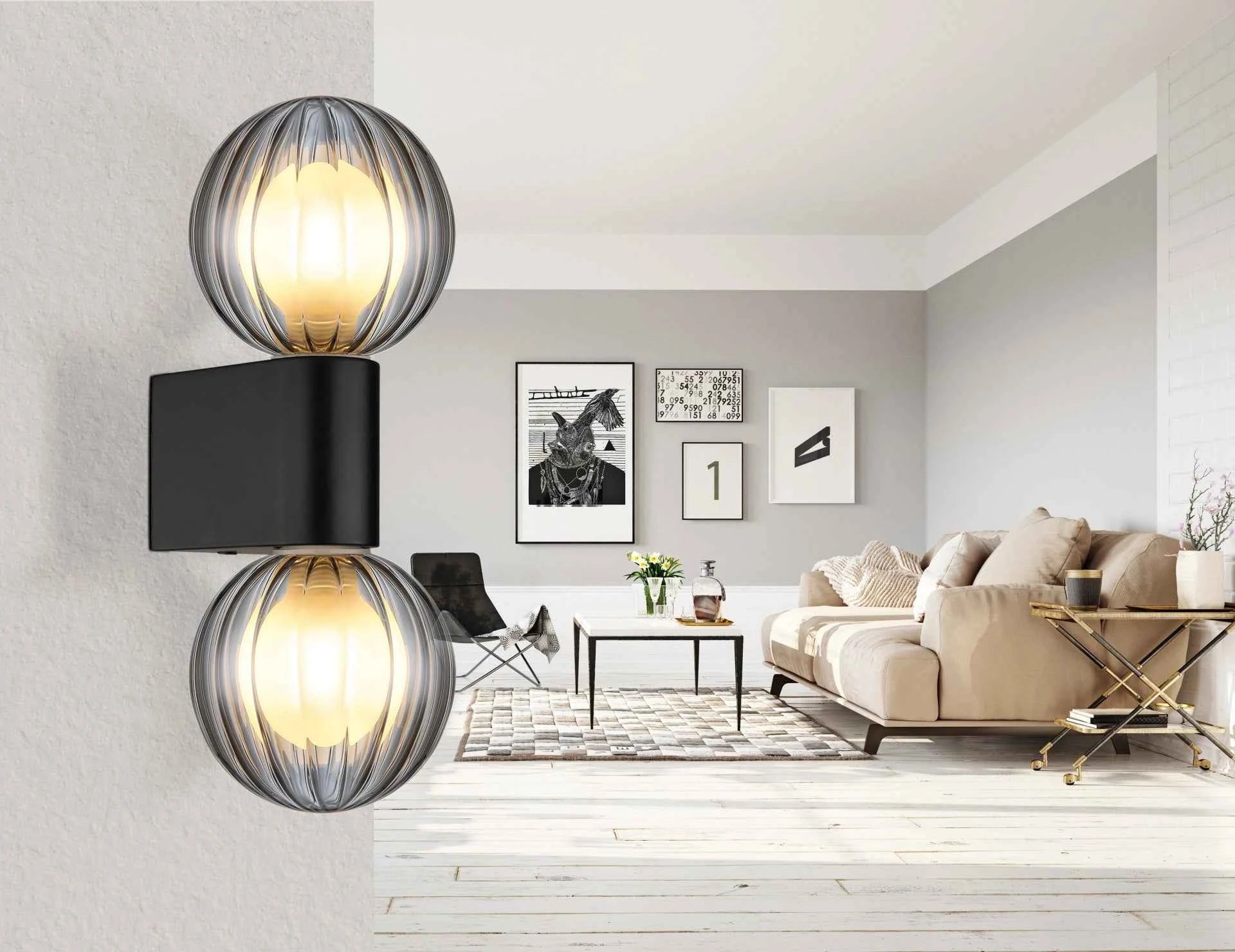 GLOBO Wall Light Black Smoked Glass 2xG9 IP44 41928-2 | Buy in Kenya | Red Rhino