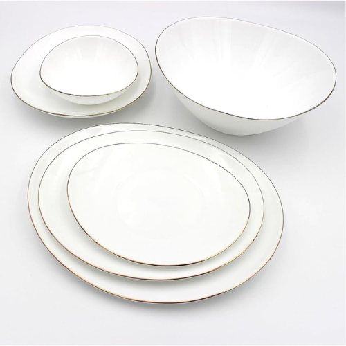 Aurora Luxe - 24 Piece Asymmetrical Opal Dinner Set - Red Rhino