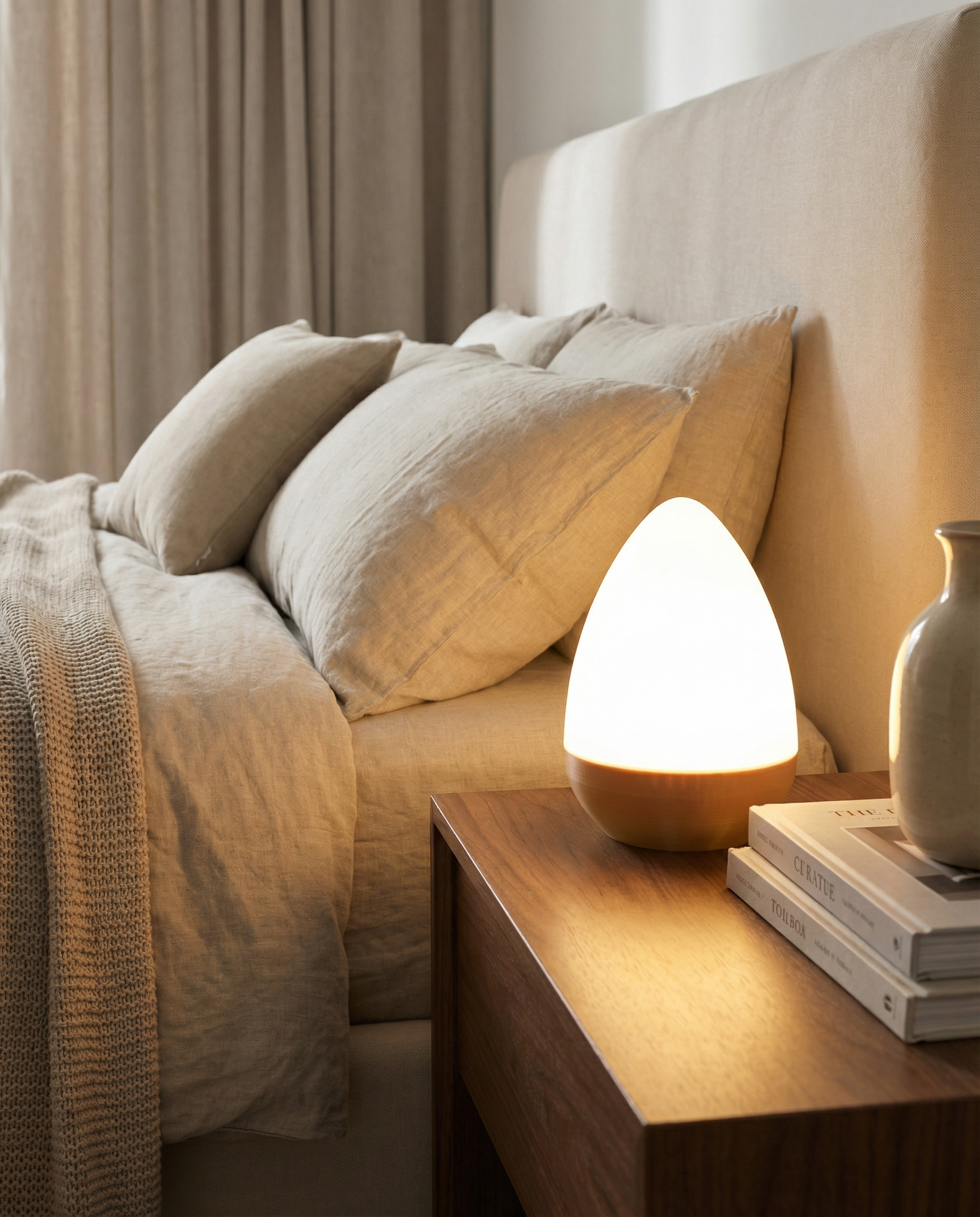 Print3D Africa Egg Lamp – warm bedroom lighting view | Red Rhino Kenya