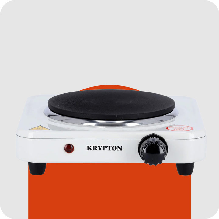 Krypton Electric Hotplate Single Solid Plate, 155mm, 1000W, White Finish