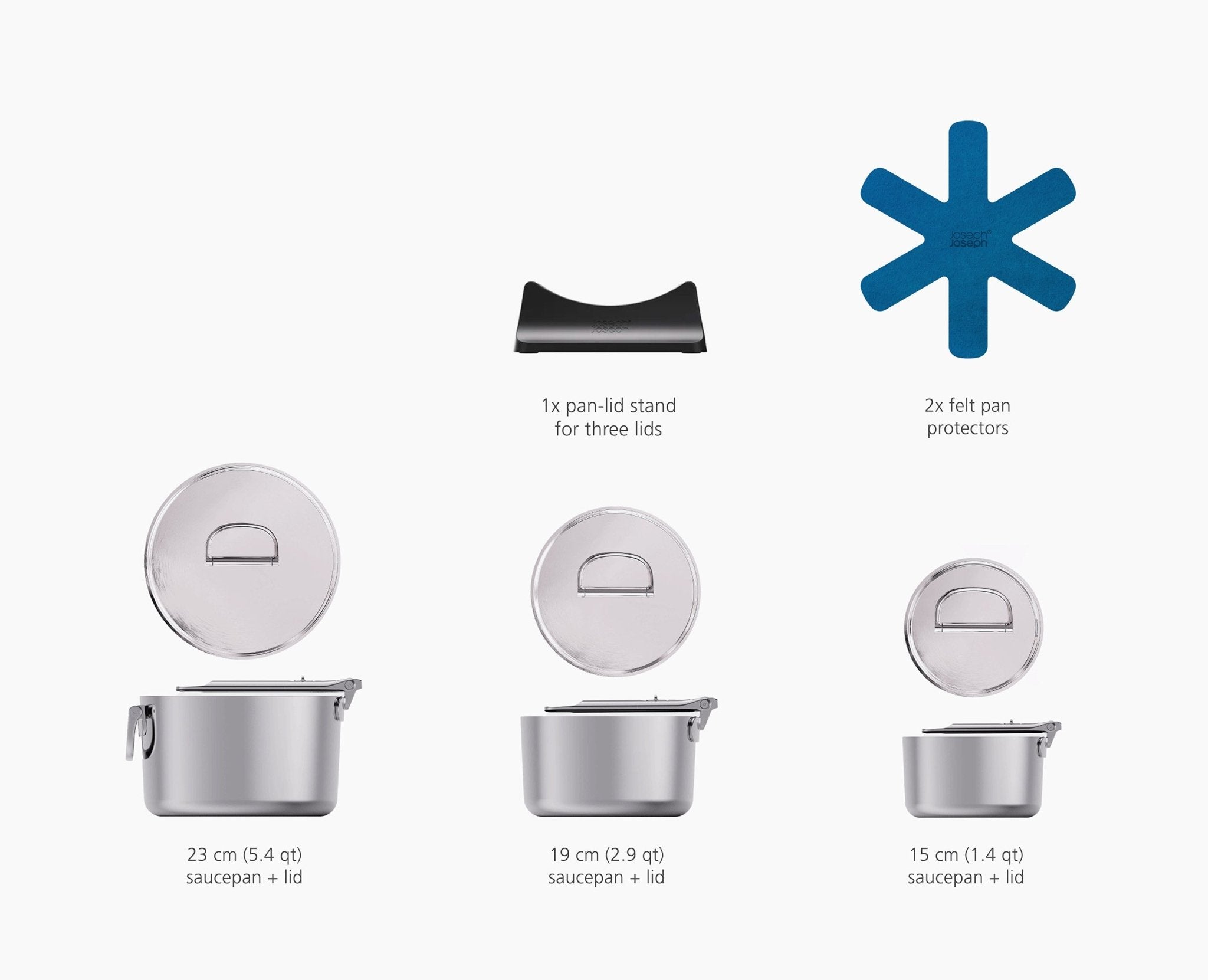 Joseph Joseph Space Steel 3-Pan Stainless-Steel Saucepan Set 1000031 - official product image 7