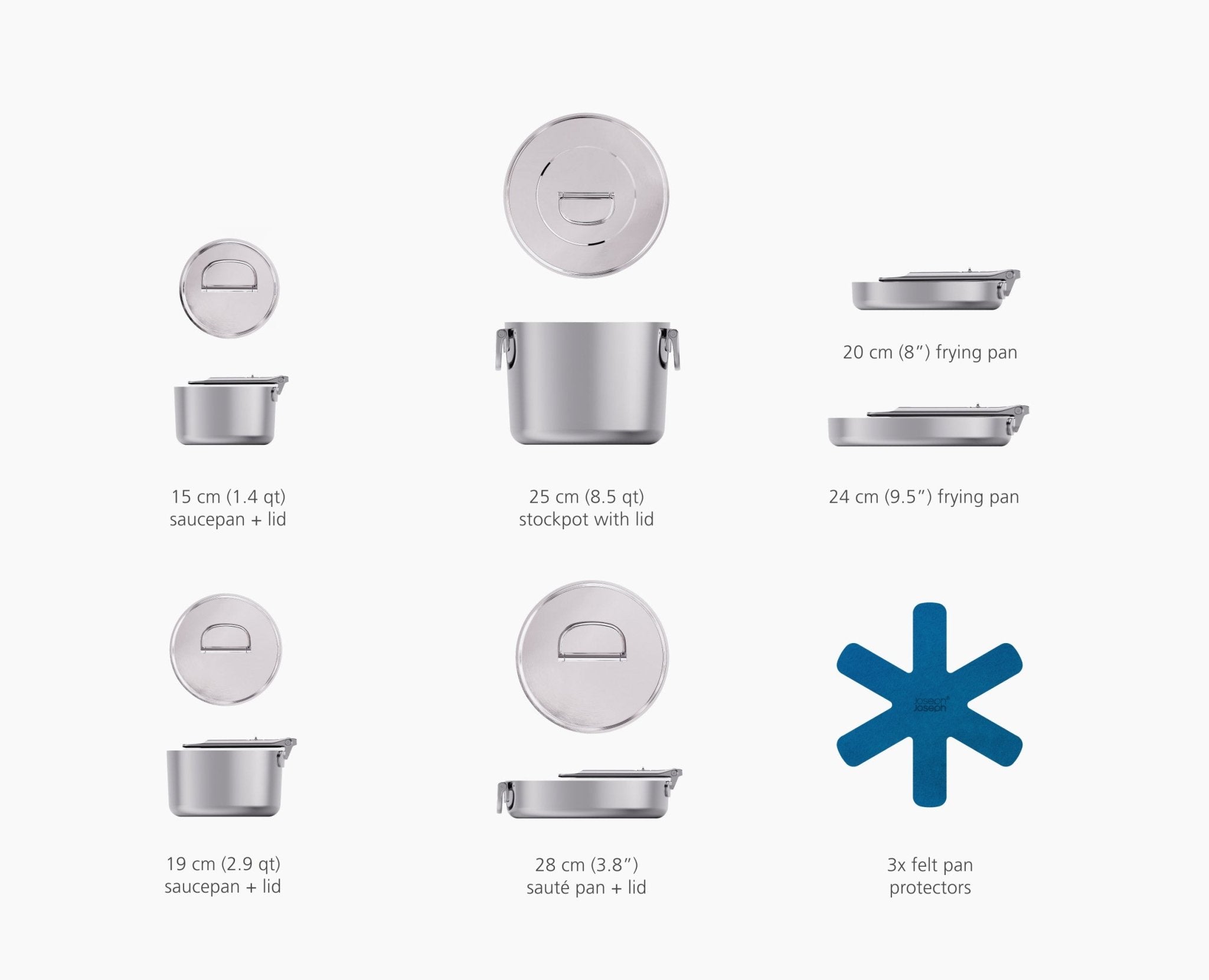 Joseph Joseph Space Steel 6-Piece Stainless-Steel Cookware Set 1000033 - official product image 7