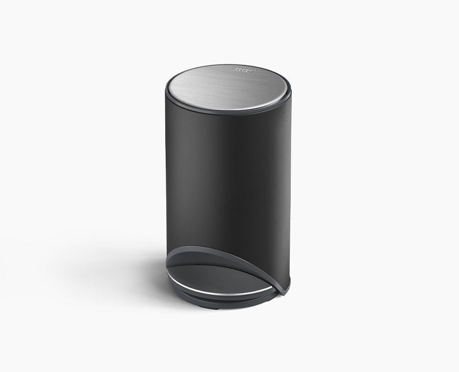 Joseph Joseph Arc 10L Steel Pedal Bin with Liner Pocket Carbon Black 30151 — carbon-black 10-litre pedal bin front view