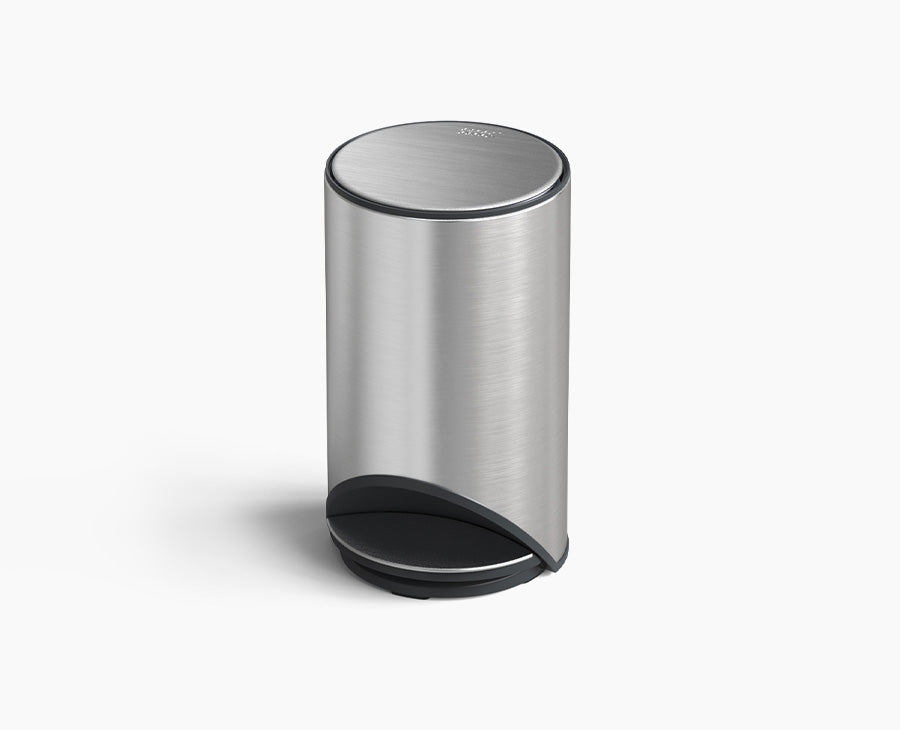 Joseph Joseph Arc 10L Steel Pedal Bin with Liner Pocket Stainless Steel 30152 — stainless-steel 10-litre pedal bin front view