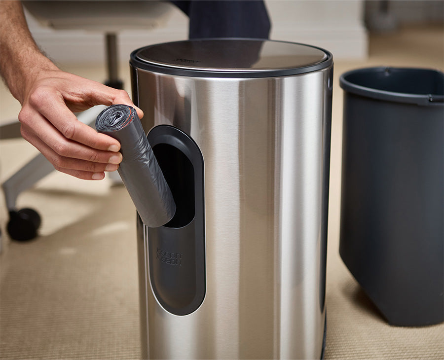 Joseph Joseph IW9 10L Eco Bin Liners 80 Pieces Grey 30154 — custom-fit liner installed in an Arc bin