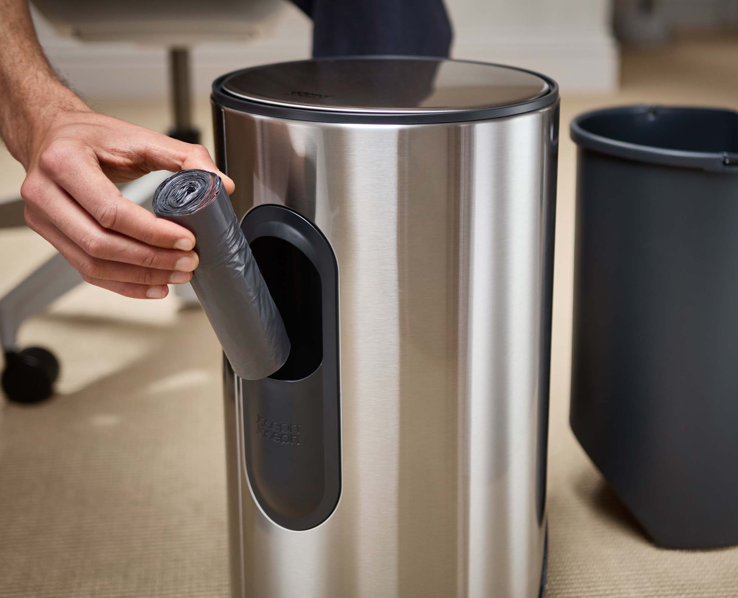 Joseph Joseph IW9 10L Eco Bin Liners 80 Pieces Grey 30154 — drawstring liner fitted inside the bin
