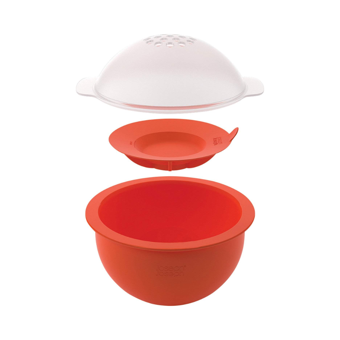 Joseph Joseph M-Cuisine Family Sized Popcorn Maker 45015 orange bowl and filter lid