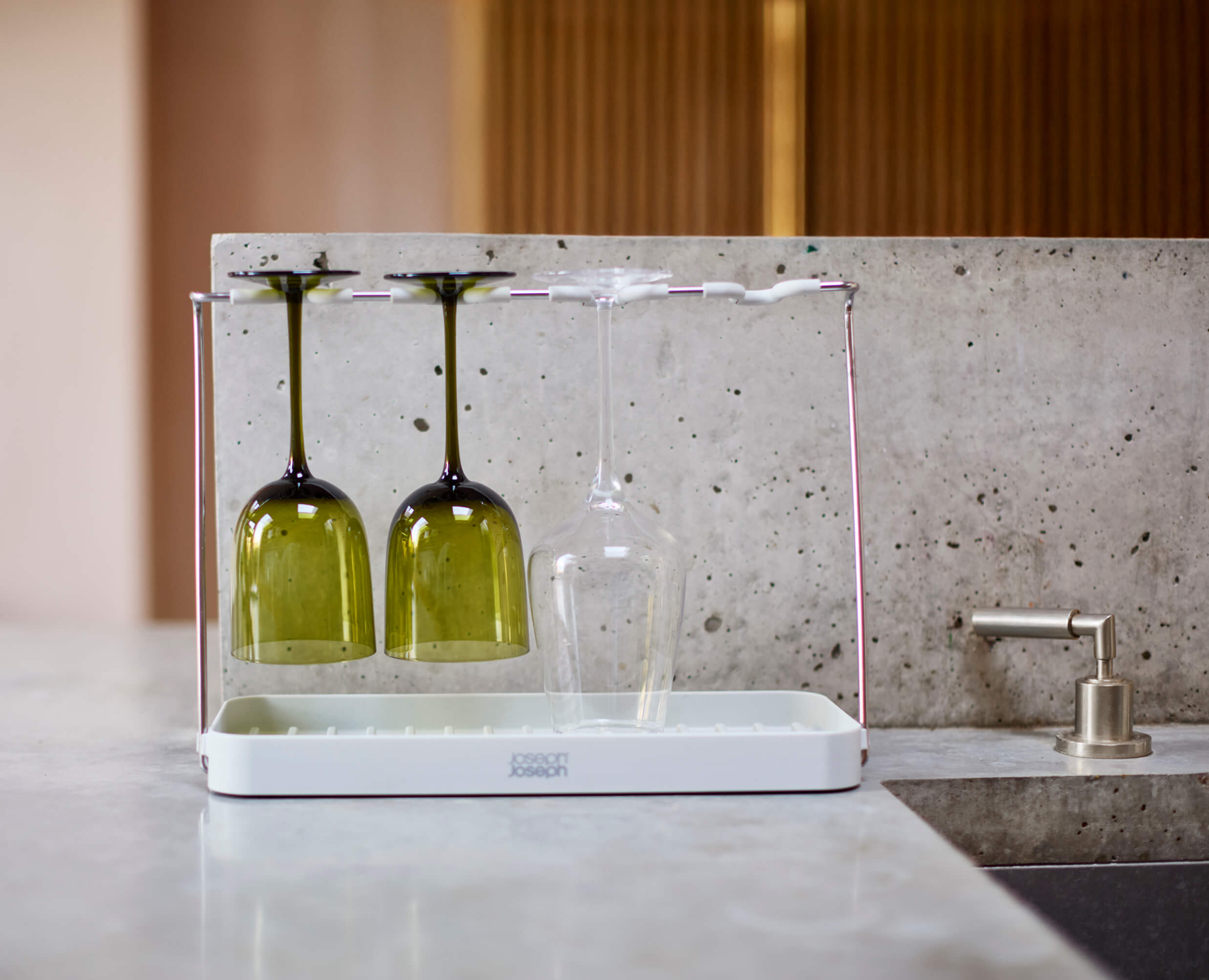 Joseph Joseph DrySmart Folding Wine Glass Drying Rack Stone 6500034 - official product image 5