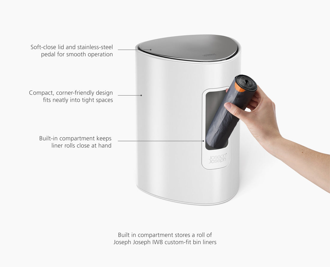 Joseph Joseph EasyStore 5L Bathroom Pedal Bin Gloss White 7000002 - official product image 6