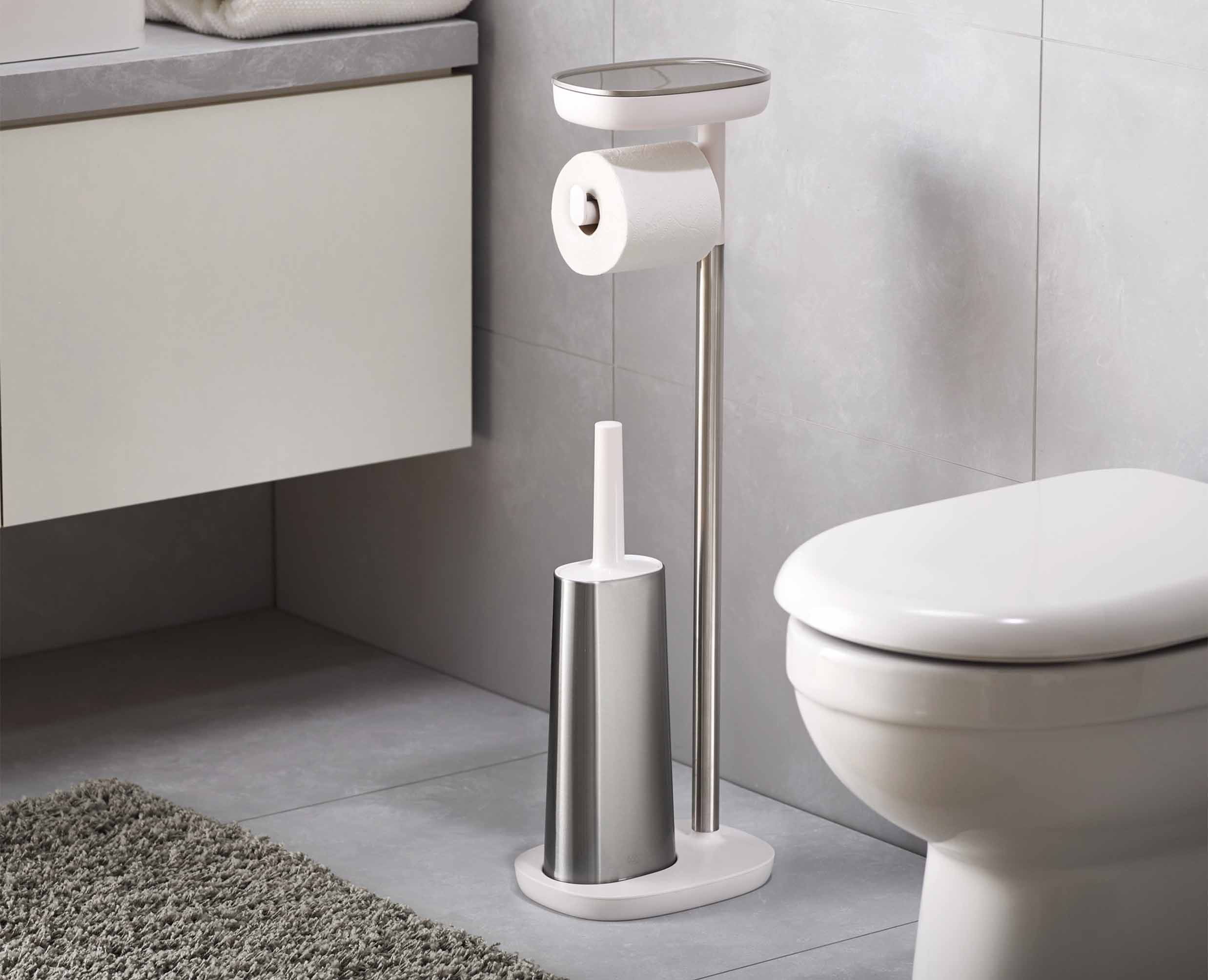 Joseph Joseph EasyStore Plus Toilet Roll Holder with Flex Steel Brush 70519, official gallery image 3