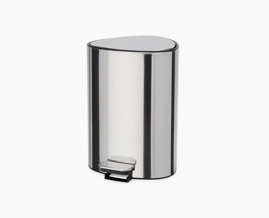 Joseph Joseph EasyStore Luxe 5L Pedal Bin with Liner Storage Stainless Steel 70596 — stainless-steel 5-litre bathroom bin front view