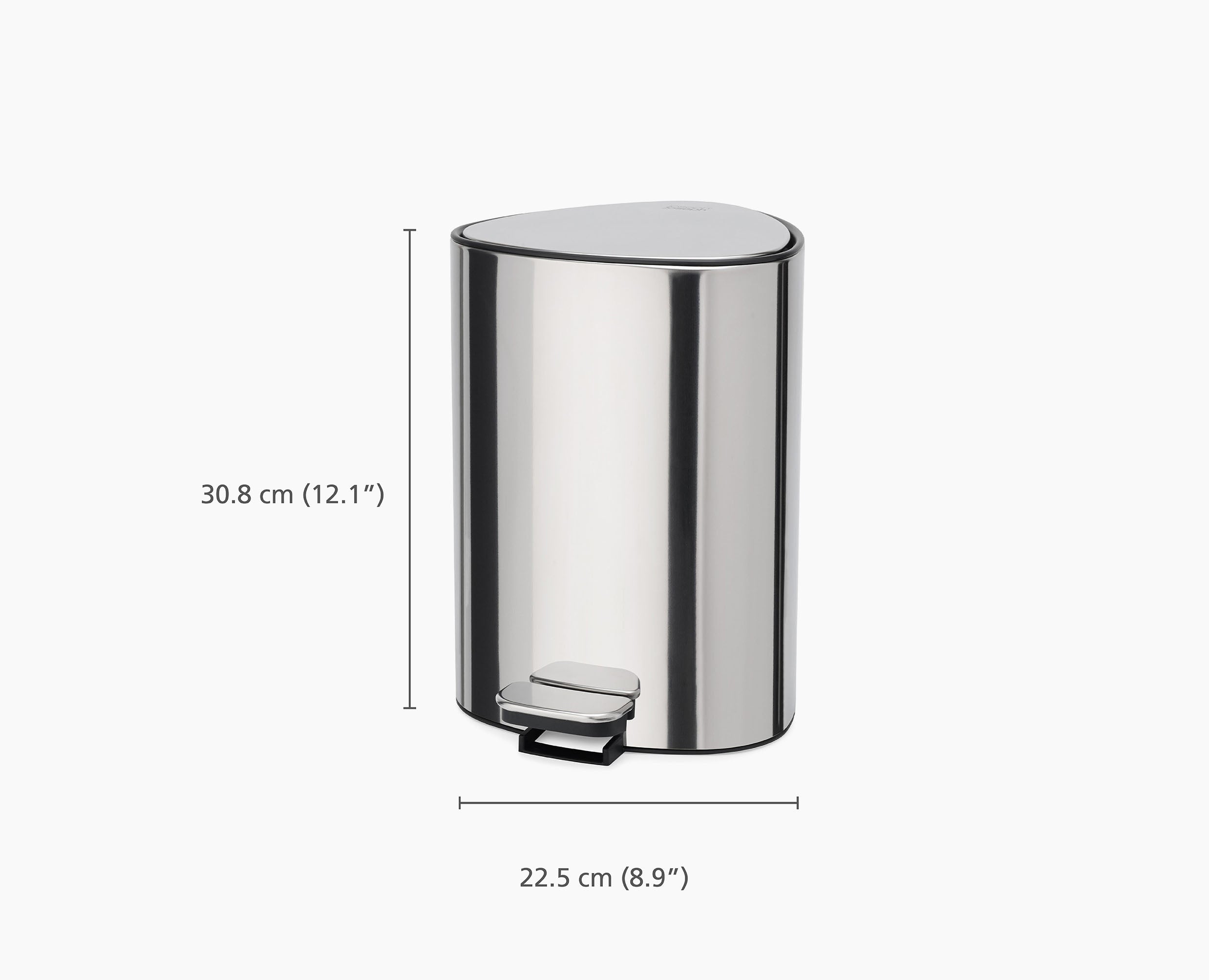 Joseph Joseph EasyStore Luxe 5L Pedal Bin with Liner Storage Stainless Steel 70596 — compact bathroom bin alternate view