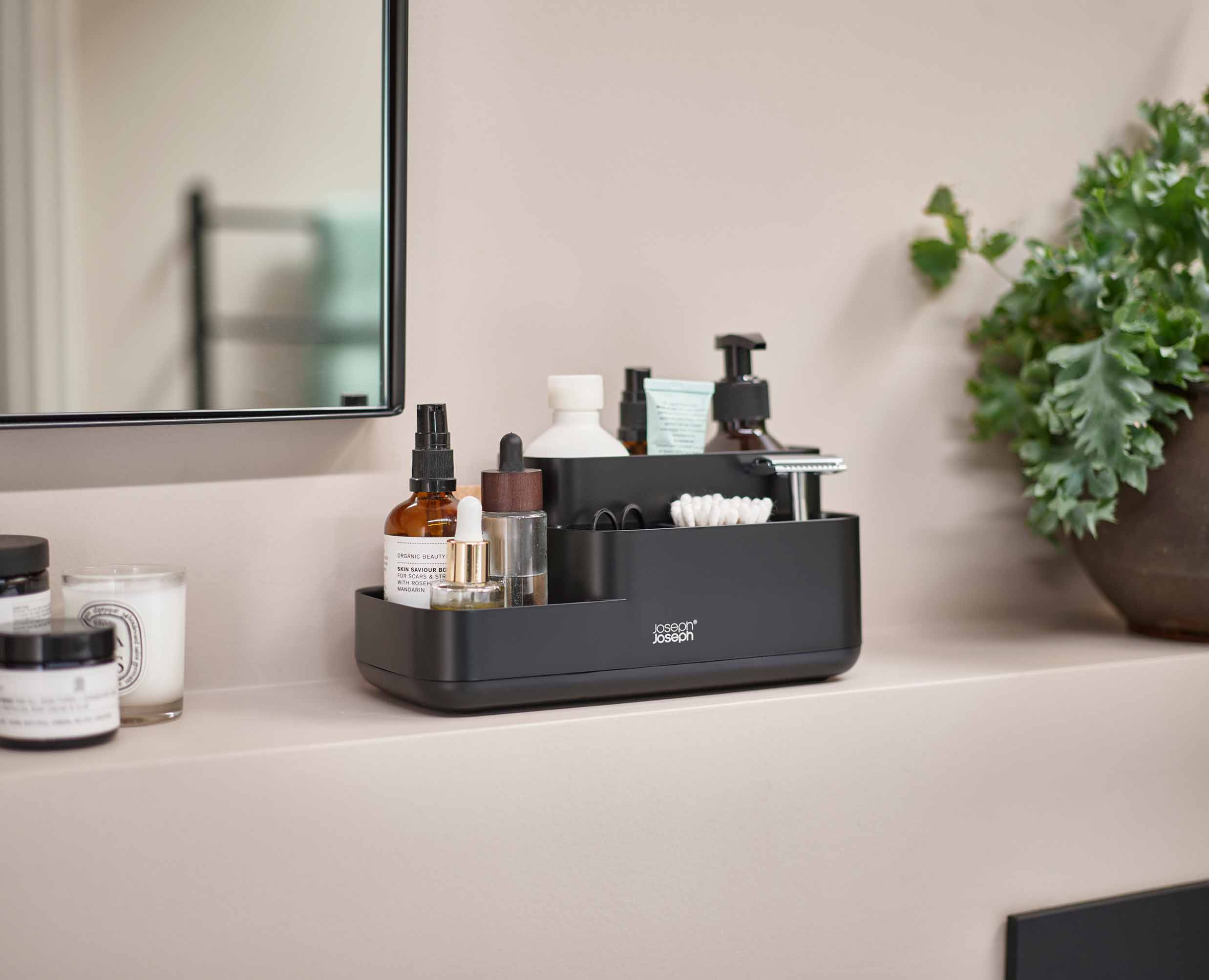 Joseph Joseph EasyStore Bathroom Caddy Matt Black 70600 — countertop organisation alternate view