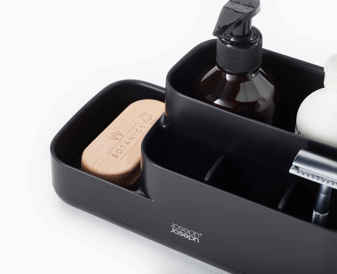Joseph Joseph EasyStore Bathroom Caddy Matt Black 70600 — removable tray and easy-clean design