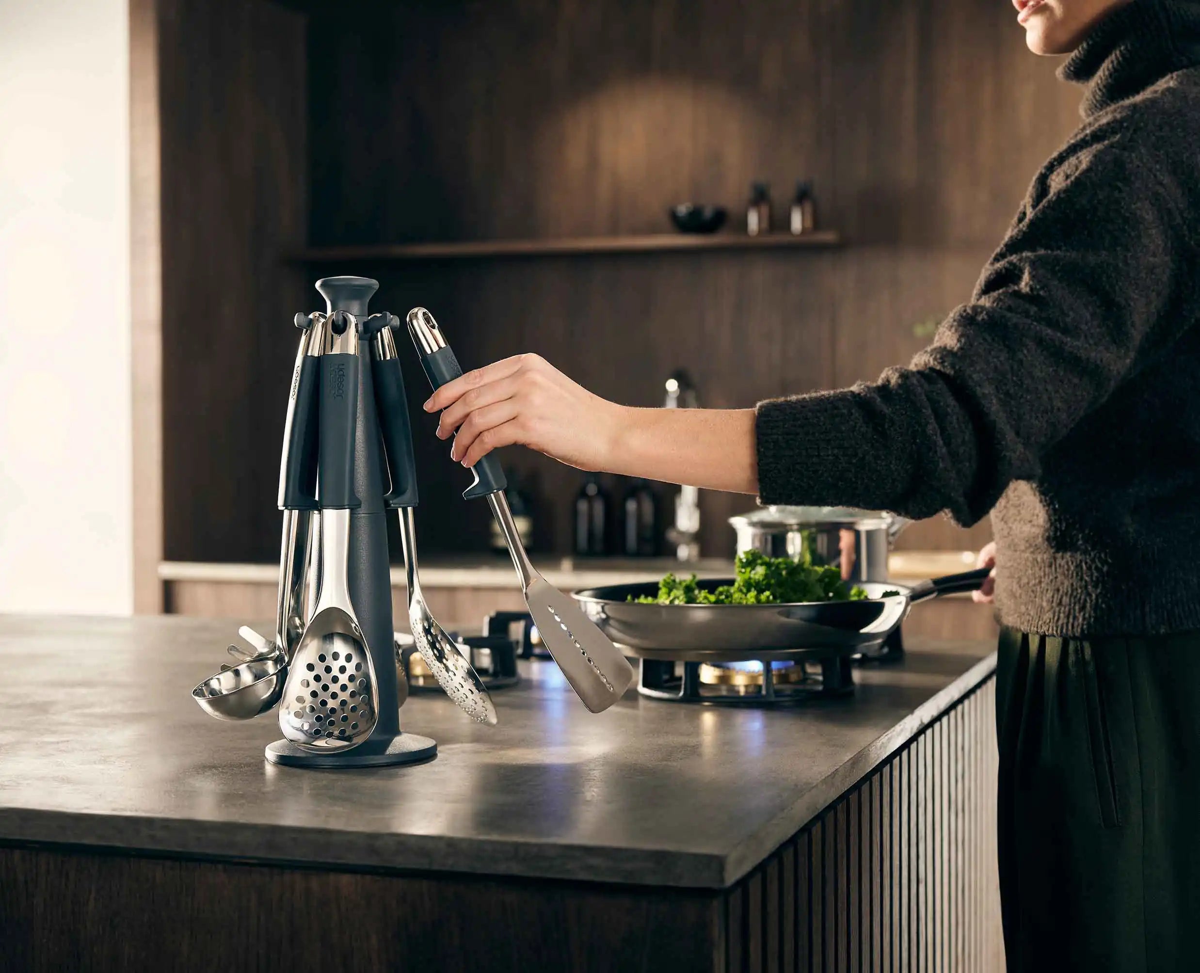 Joseph Joseph Elevate Steel Utensil Carousel 95029 — utensil carousel on a kitchen worktop