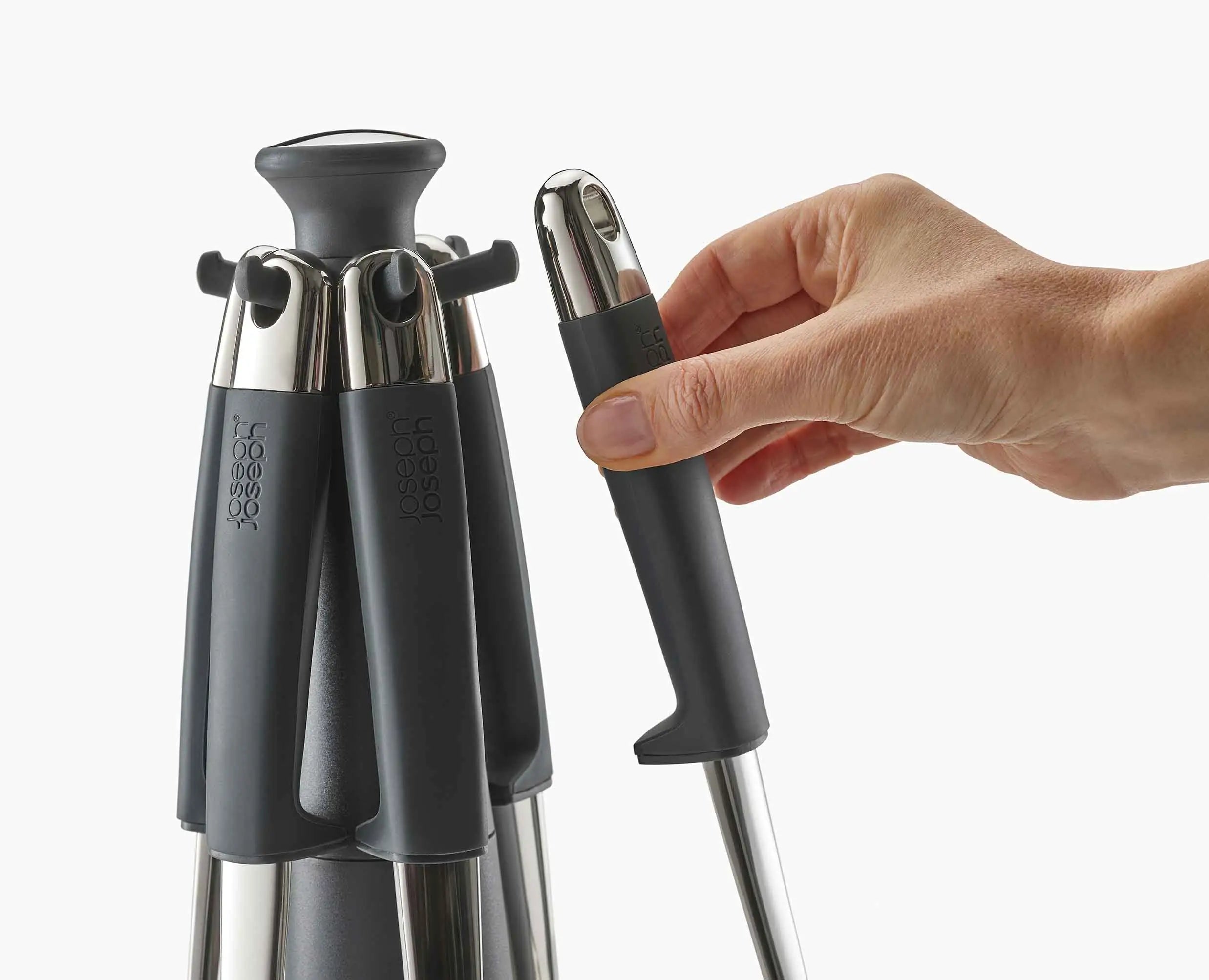 Joseph Joseph Elevate Steel Utensil Carousel 95029 — rotating carousel access in use