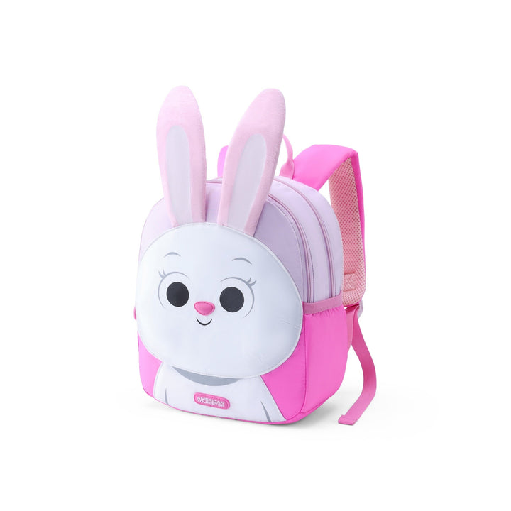 American Tourister Kiztopia Rabbit Backpack — White / Pink — angled view