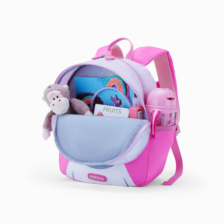 American Tourister Kiztopia Rabbit Backpack — White / Pink — interior and packing layout