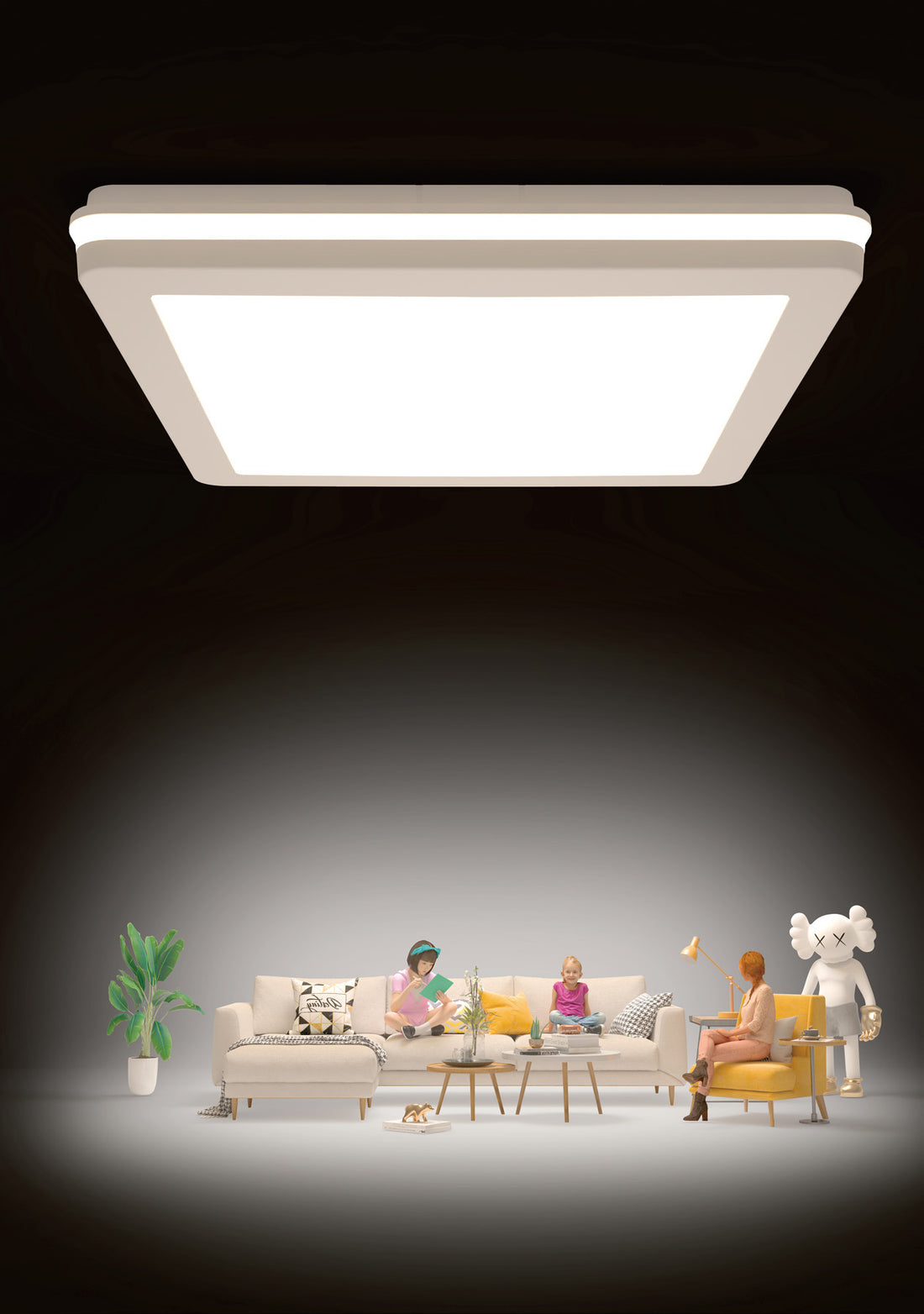 Official Liper MA-series square white surface panel light - application view