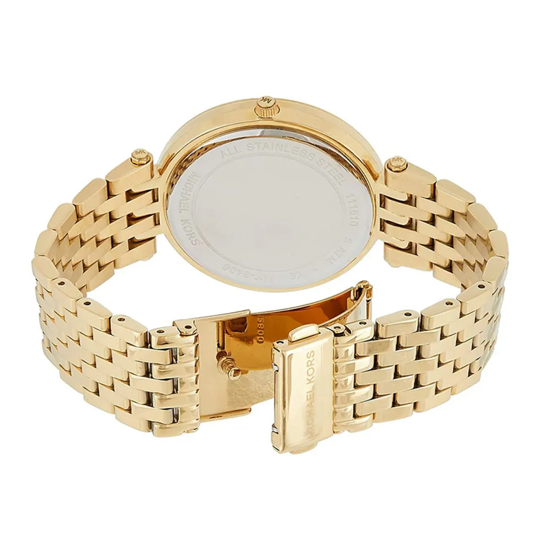 Michael Kors Darci MK3406 gold-tone bracelet clasp and rear case detail