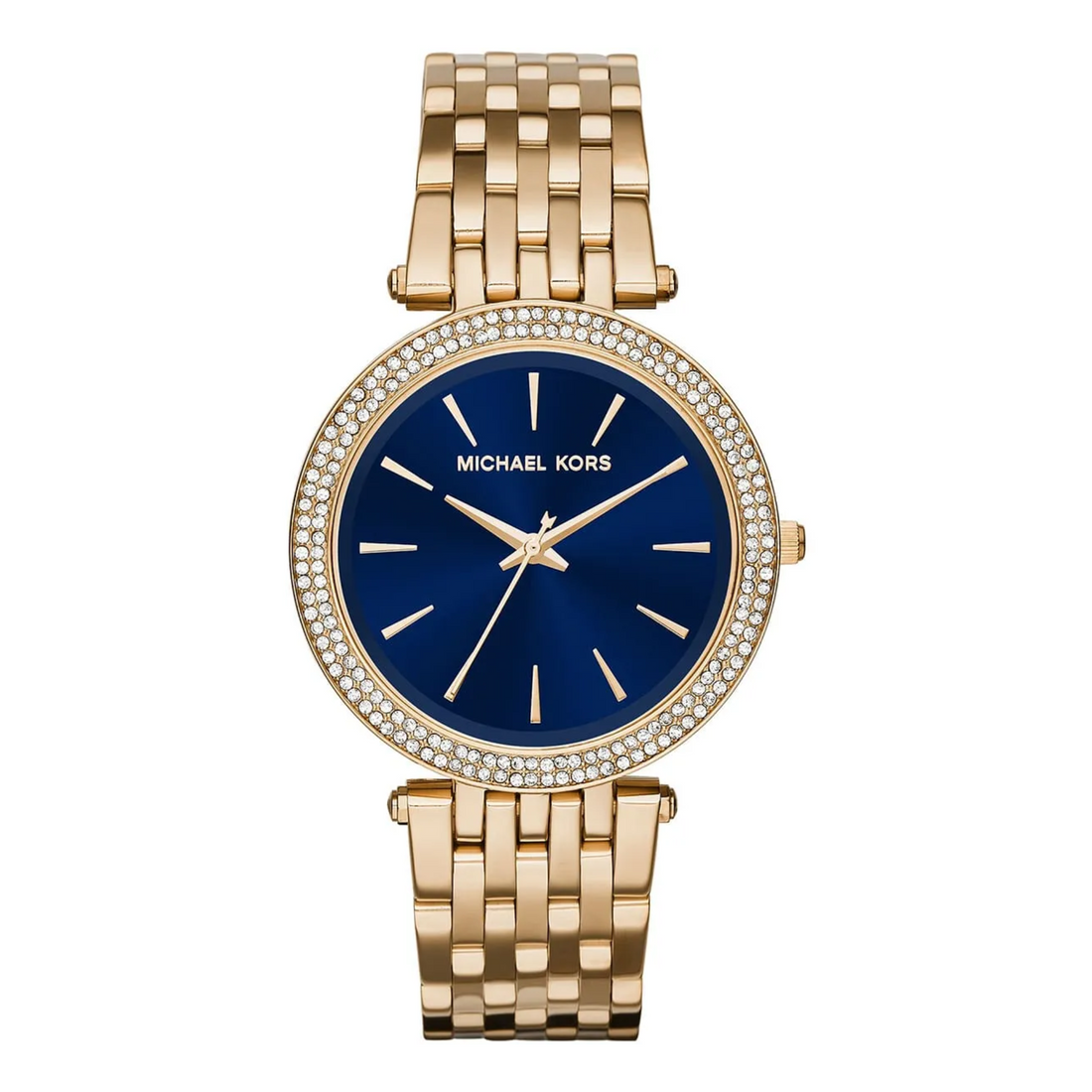 Michael Kors Darci MK3406 women's gold-tone watch blue dial front view