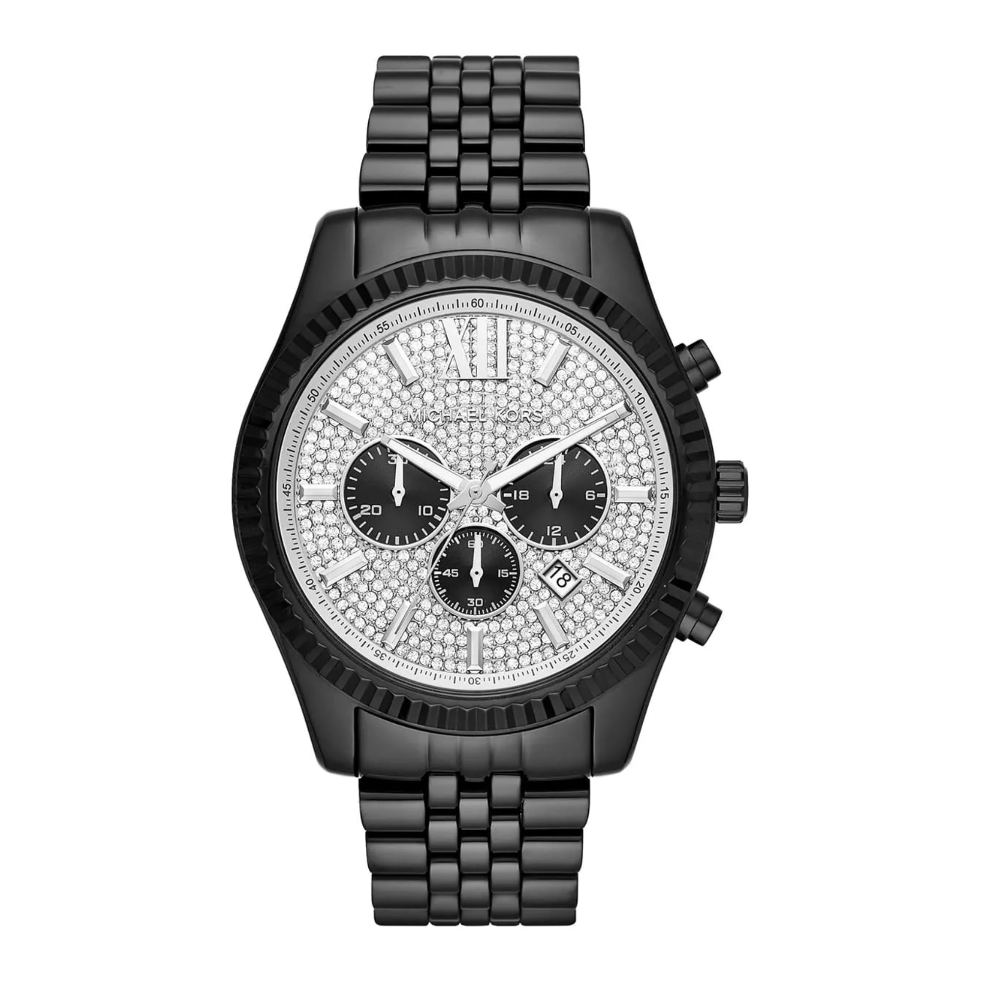 Michael Kors Lexington MK8605 men's black-tone chronograph front view