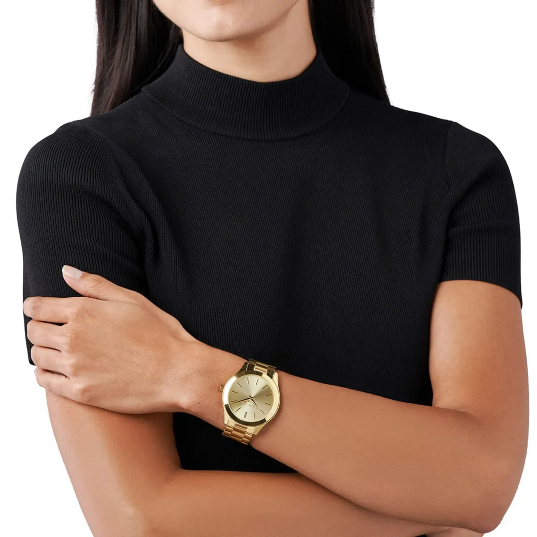 Michael Kors MK3179 gold-tone watch lifestyle wrist view