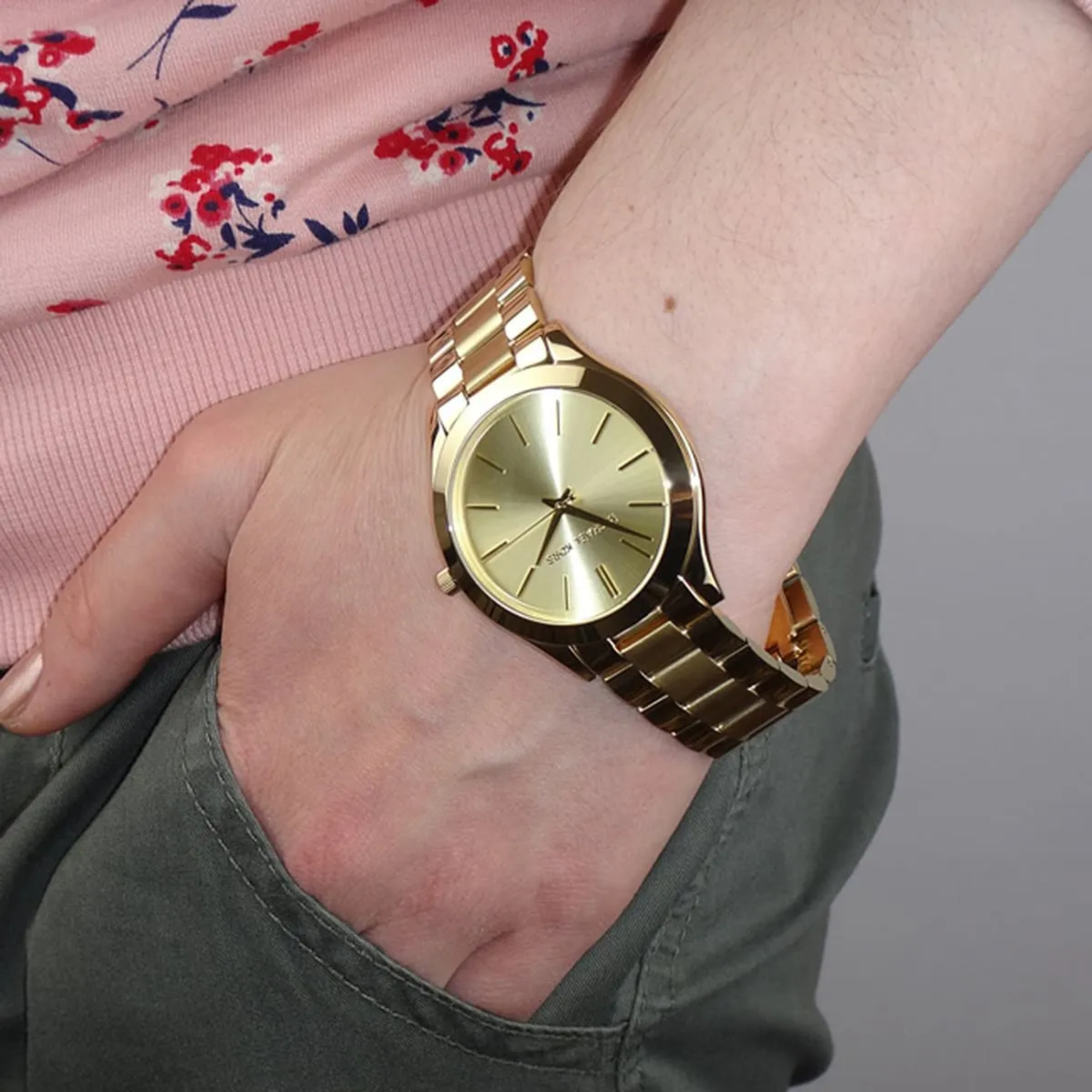 Michael Kors Slim Runway MK3179 gold-tone watch wrist portrait