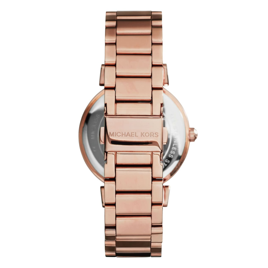 Michael Kors MK3356 rose gold-tone stainless steel bracelet clasp rear view