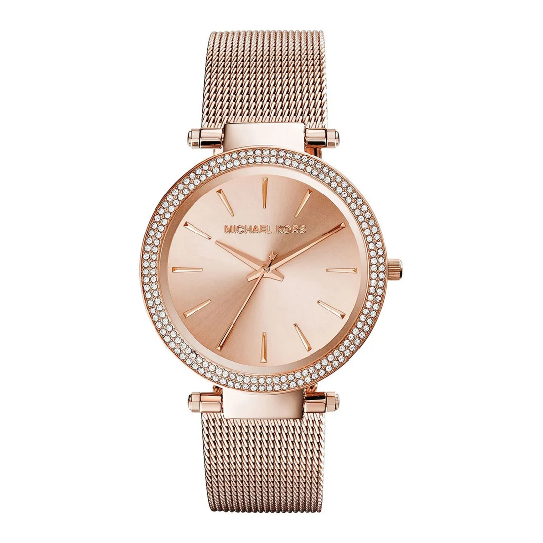 Michael Kors Darci MK3369 women's rose gold-tone pavé watch front view