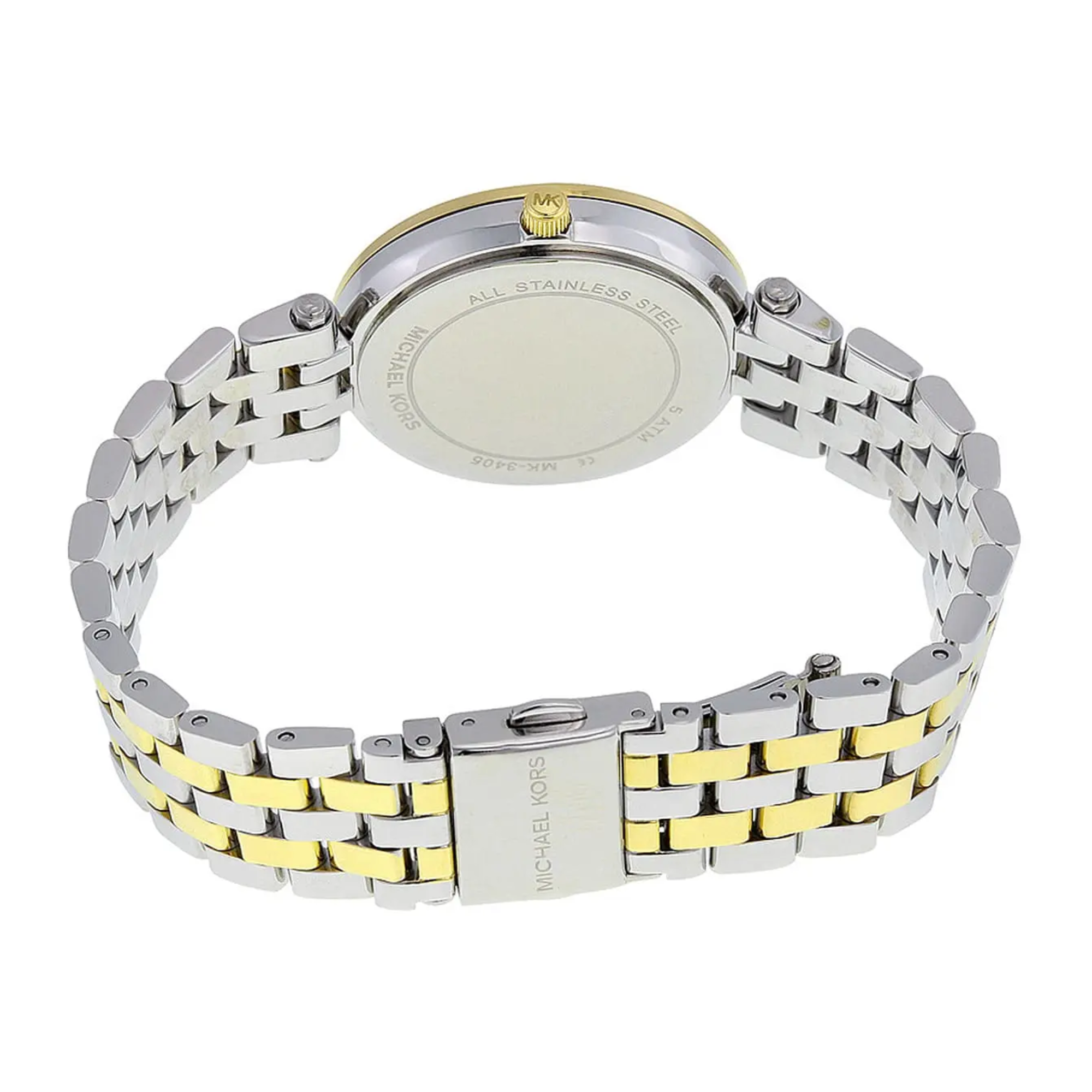 Michael Kors Mini Darci MK3405 two-tone case side and MK crown detail