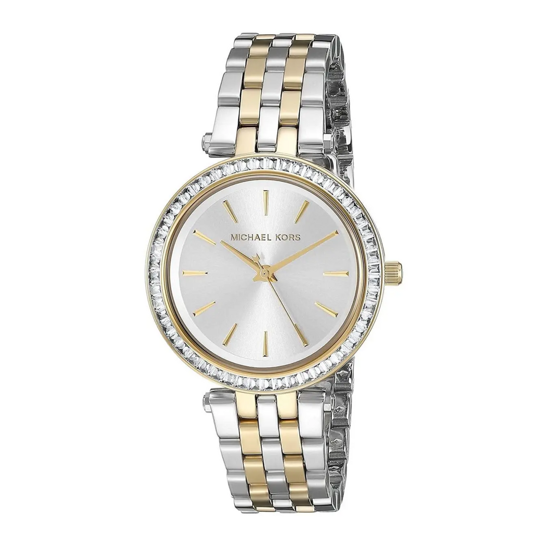 Michael Kors Mini Darci MK3405 two-tone crystal bezel watch angled view