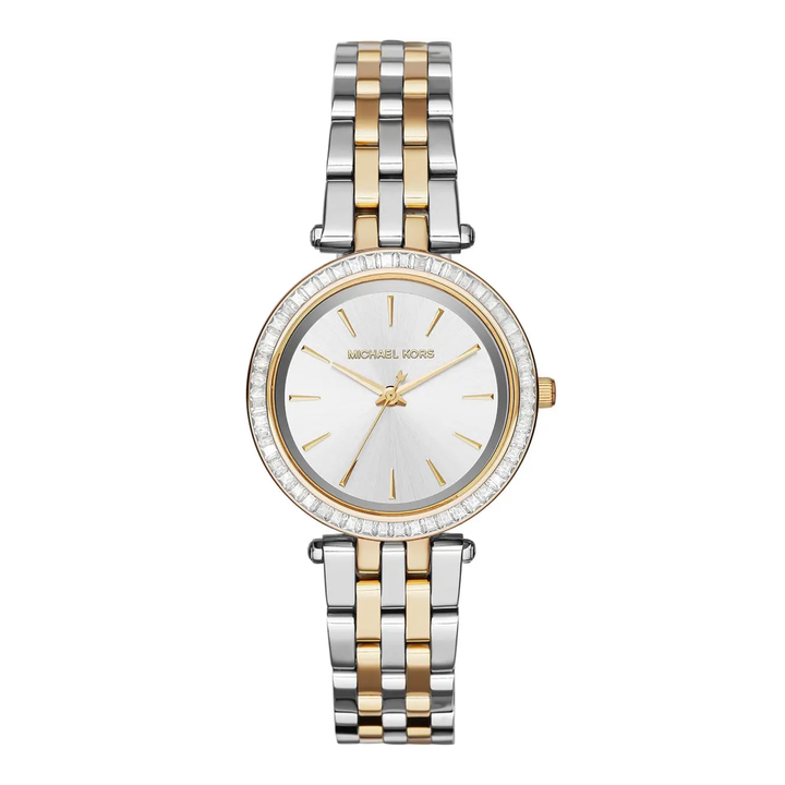 Michael Kors Mini Darci MK3405 women's two-tone 33mm crystal bezel watch front view