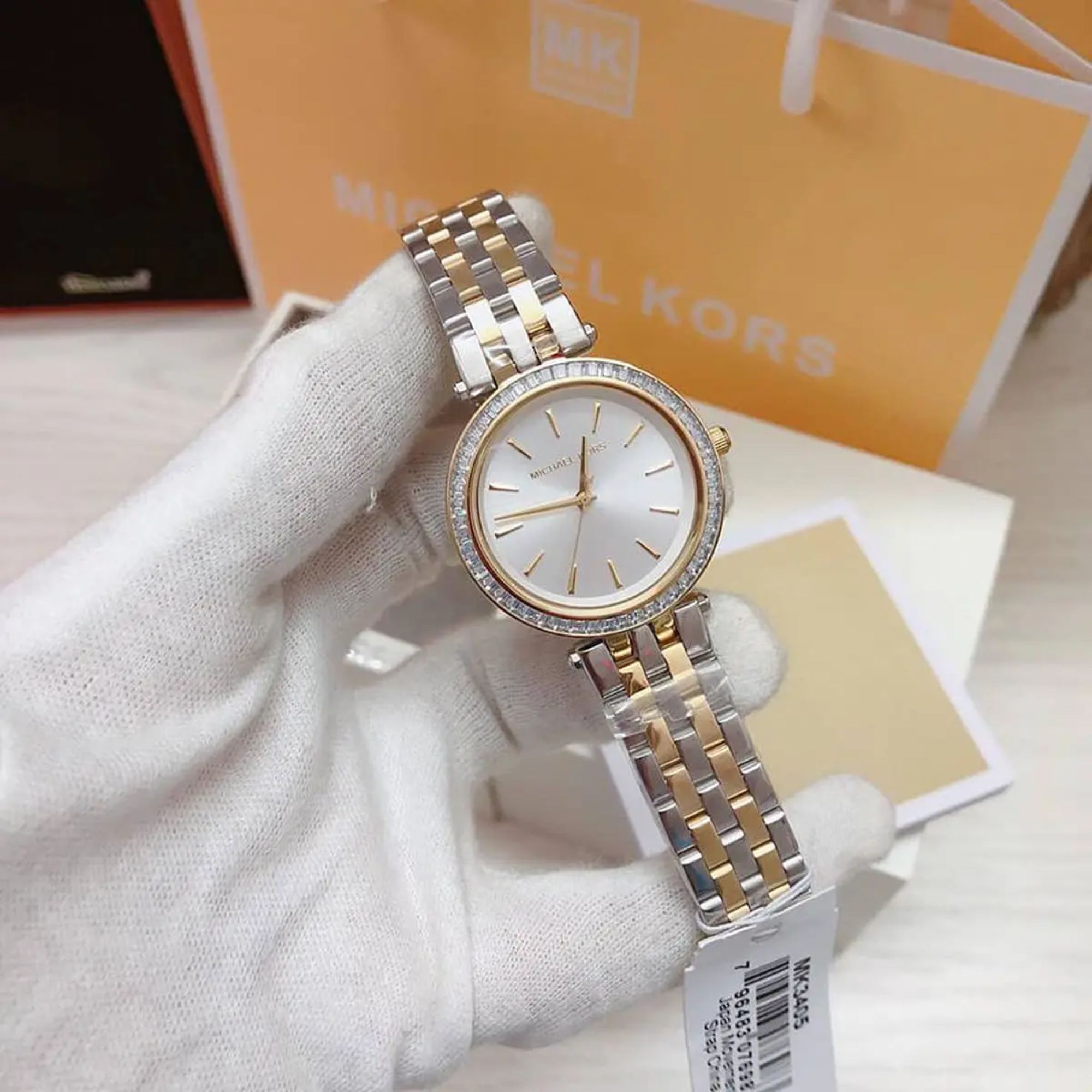 Michael Kors Mini Darci MK3405 women's two-tone silver dial crystal bezel product view