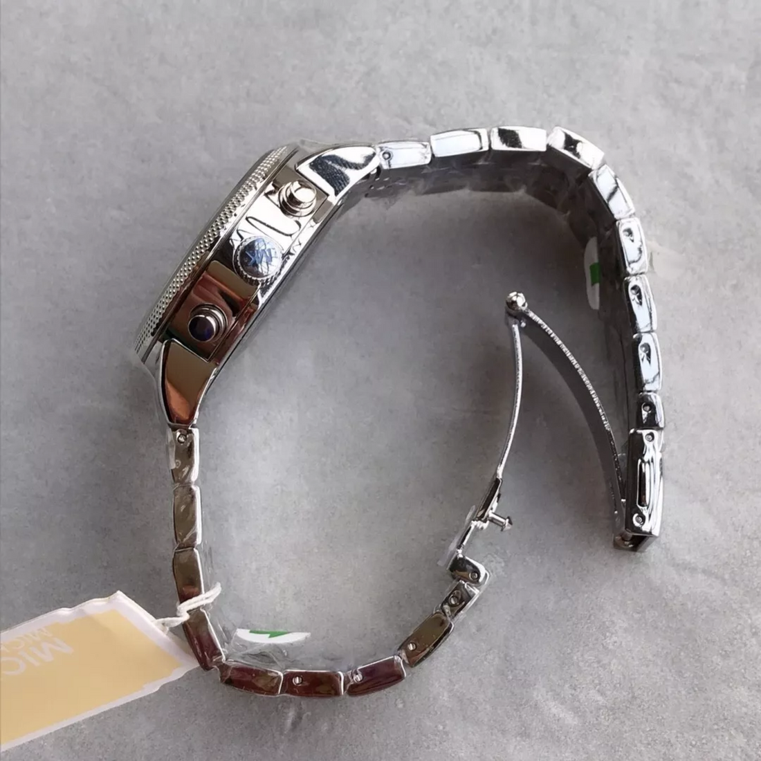 Michael Kors MK5021 chronograph watch side profile crown and pushers