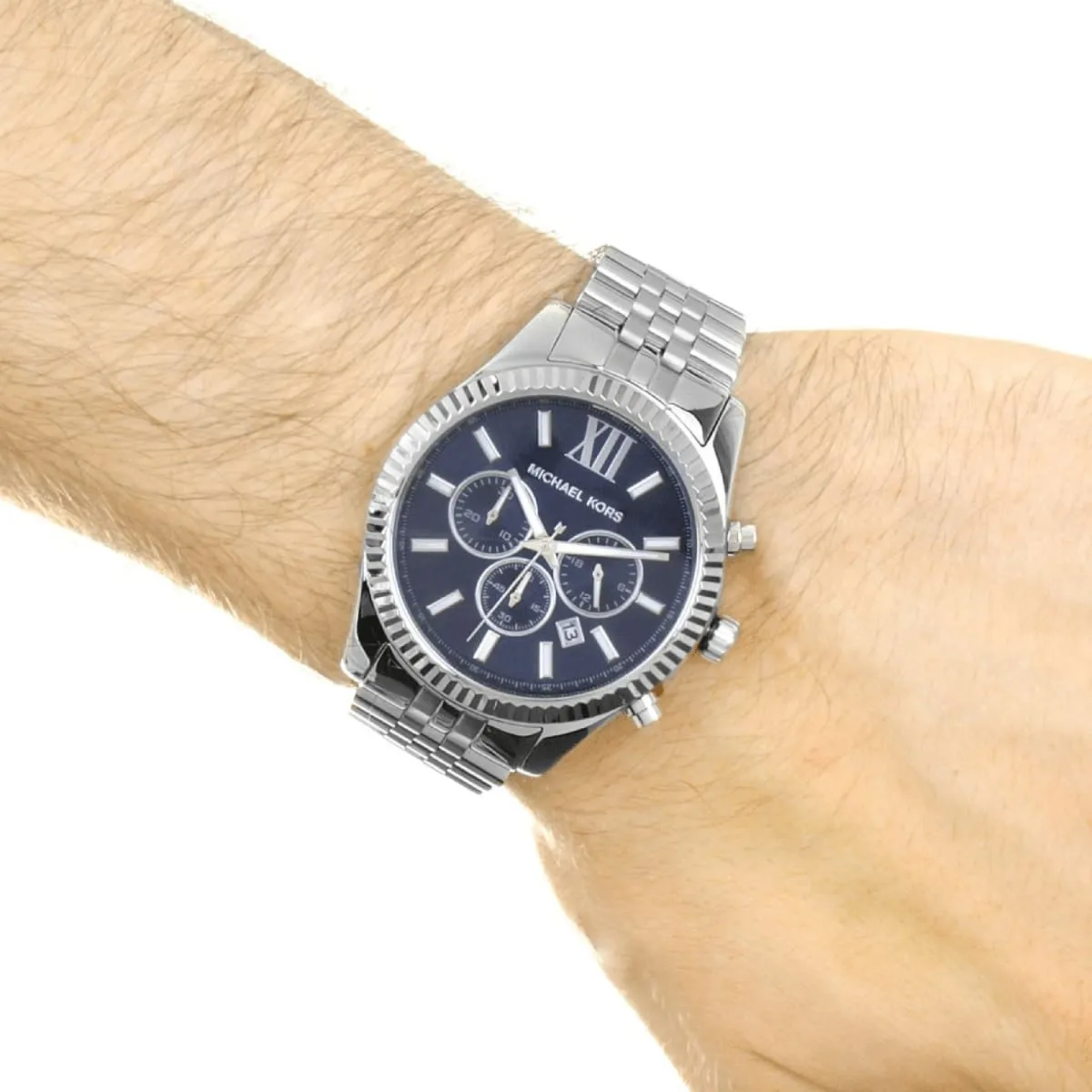 Michael Kors Lexington MK8280 men's watch lifestyle wrist shot with denim