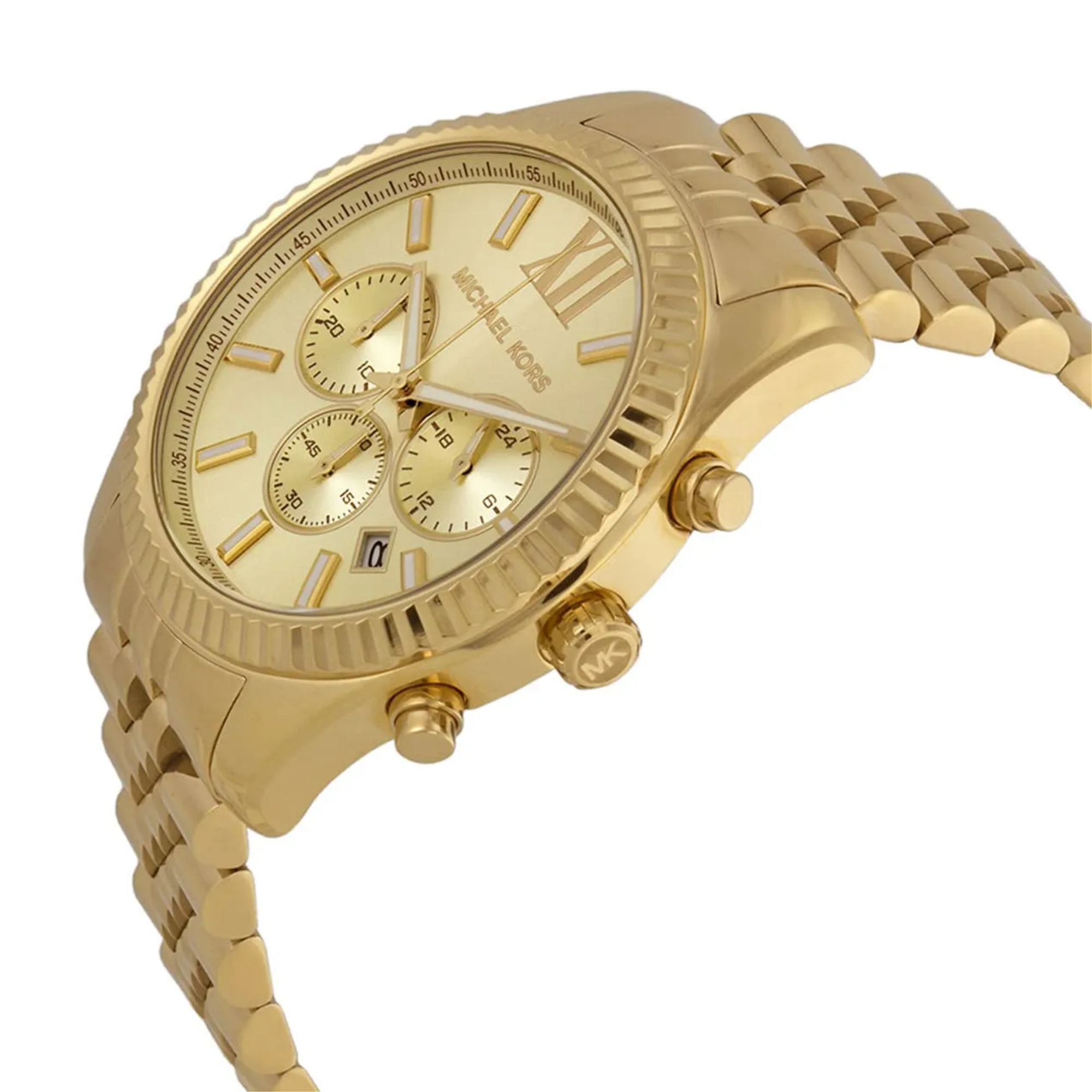 Michael Kors Lexington MK8281 chronograph dial and fluted bezel detail
