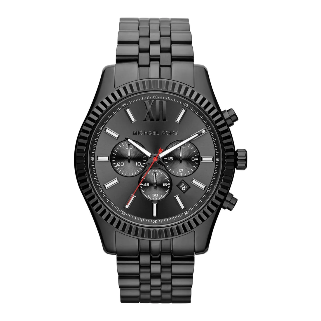 Michael Kors MK8320 men's black-tone chronograph watch front view