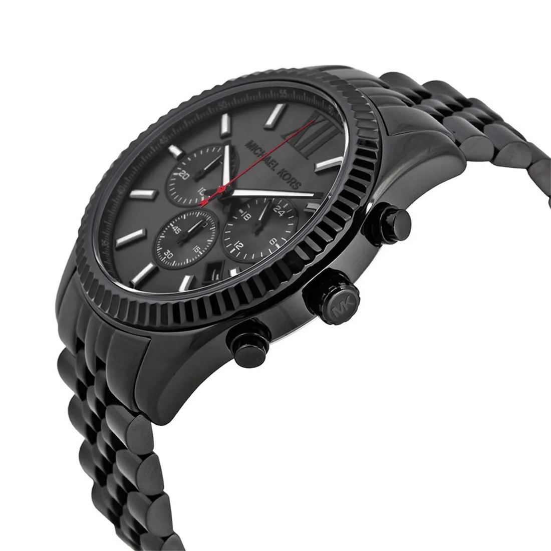 Michael Kors MK8320 black chronograph watch three-quarter view
