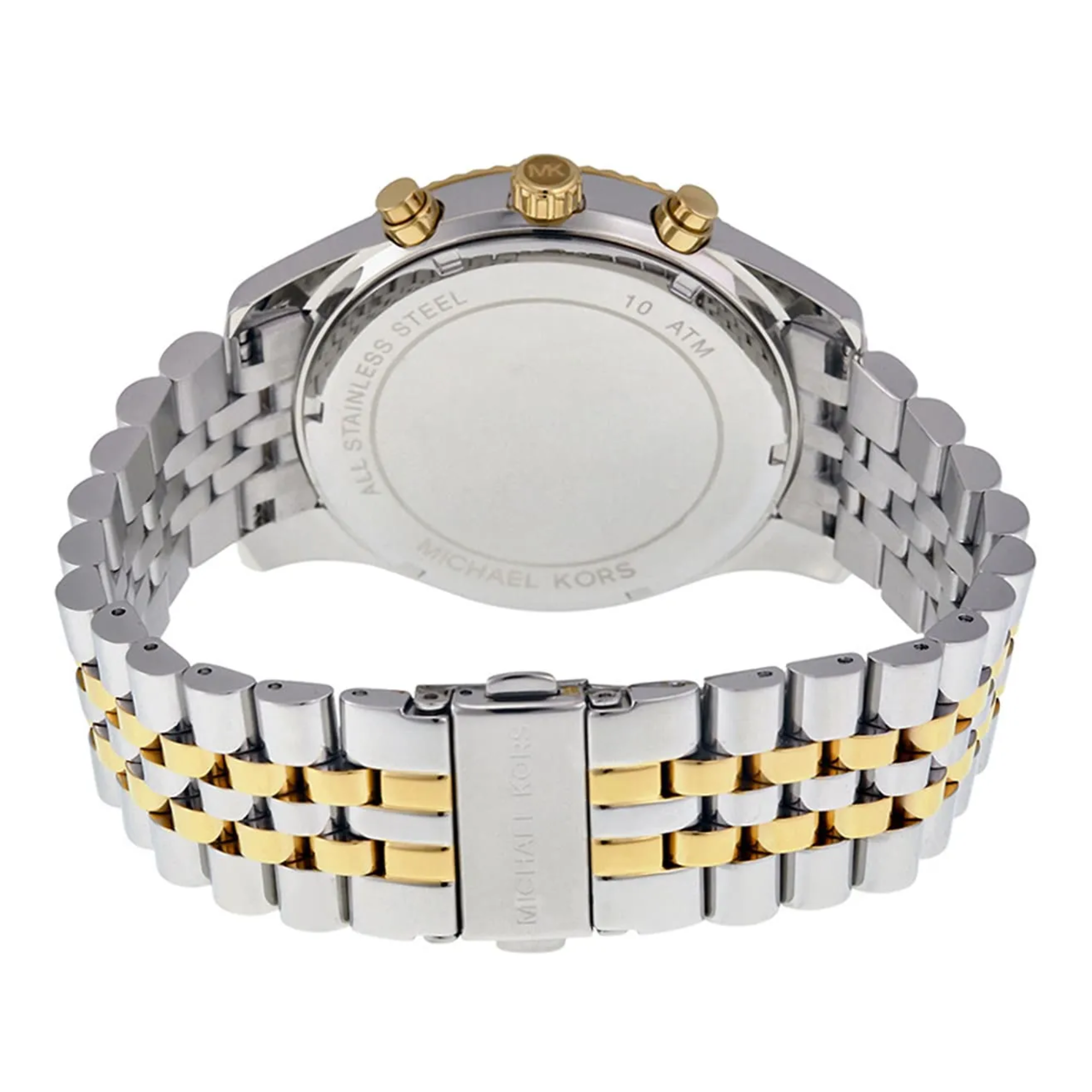 Michael Kors Lexington MK8344 stainless steel caseback and closed clasp