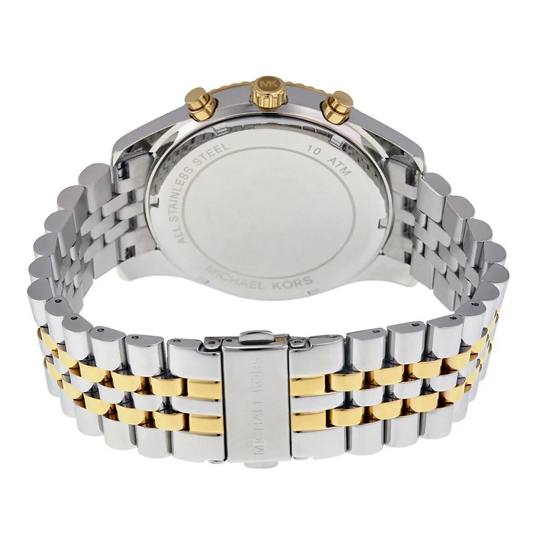 Michael Kors Lexington MK8344 stainless steel caseback and closed clasp