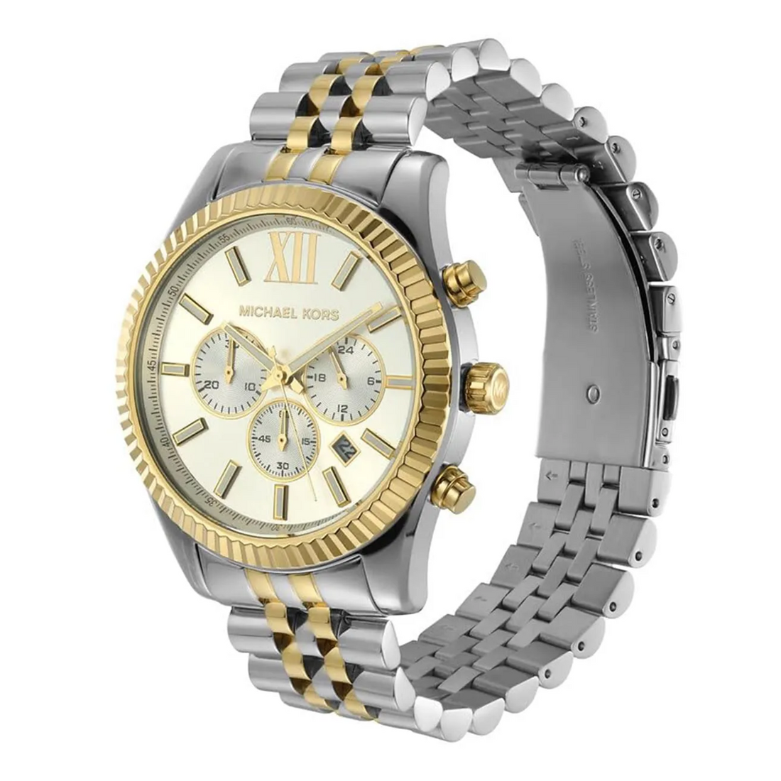 Michael Kors Lexington MK8344 chronograph with open two-tone bracelet