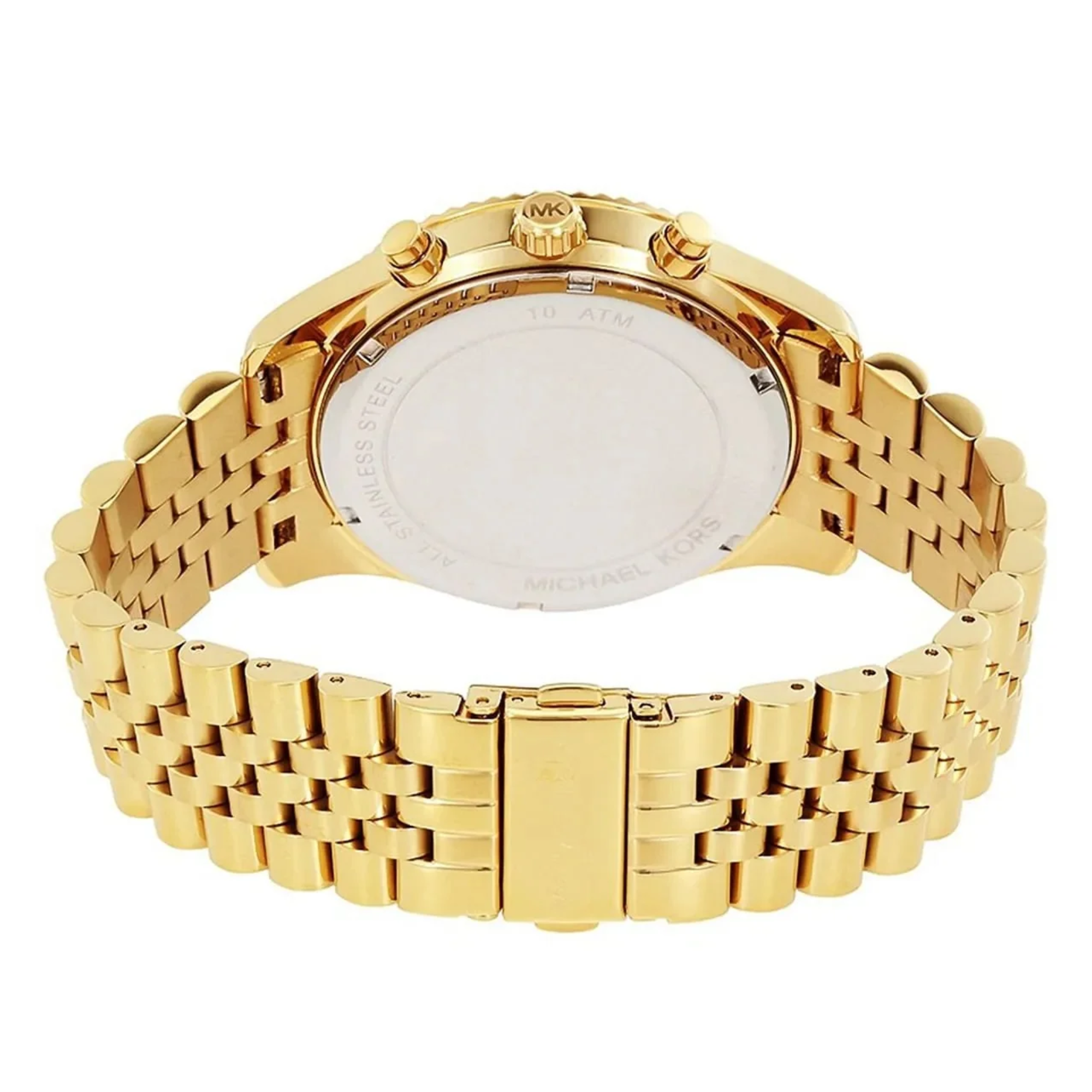 Michael Kors Lexington MK8494 gold-tone stainless steel bracelet and caseback view